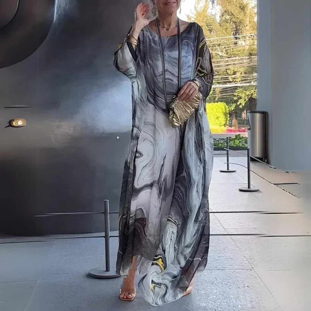 Derya - Robe à Cape en Mousseline de Soie