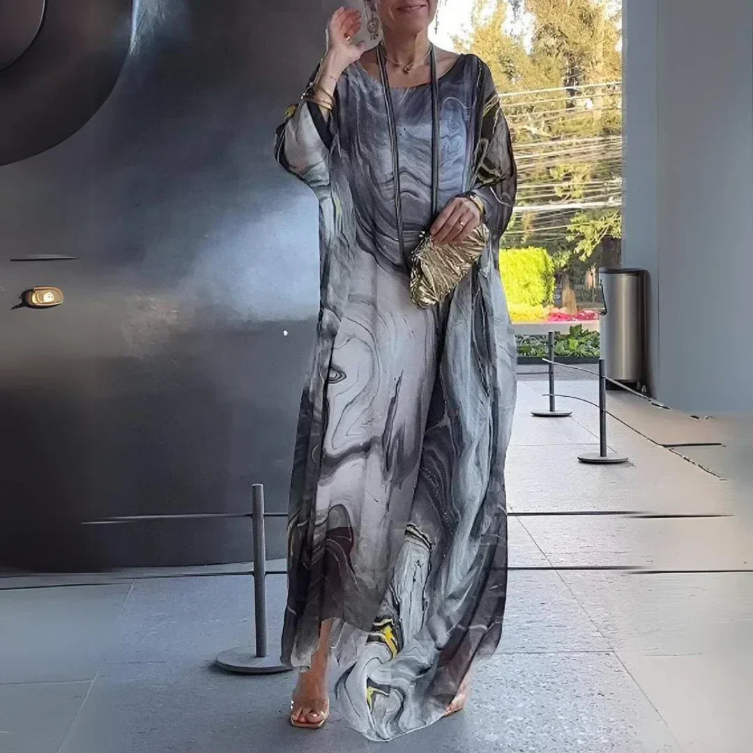 Derya - Robe à Cape en Mousseline de Soie