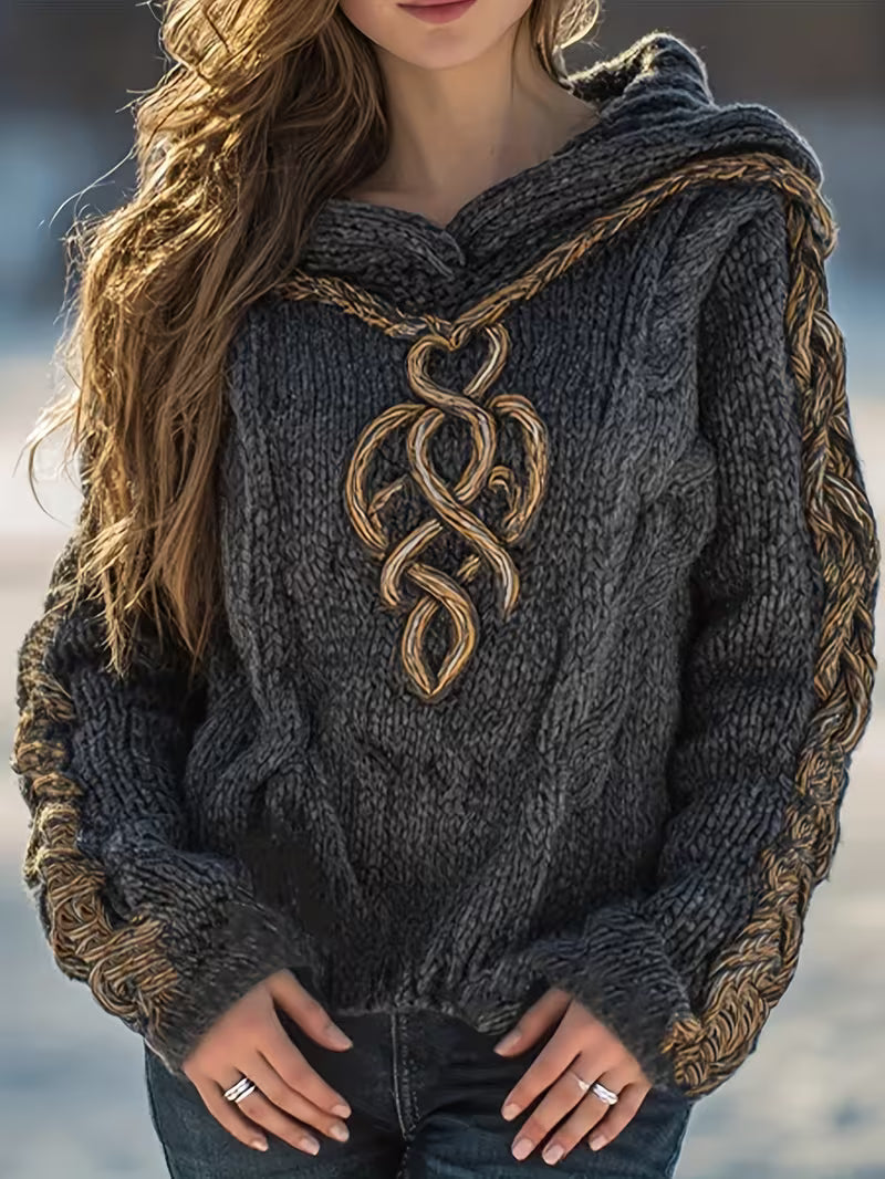 Abigaelle - Pull Vintage en Maille Naturelle à Capuche