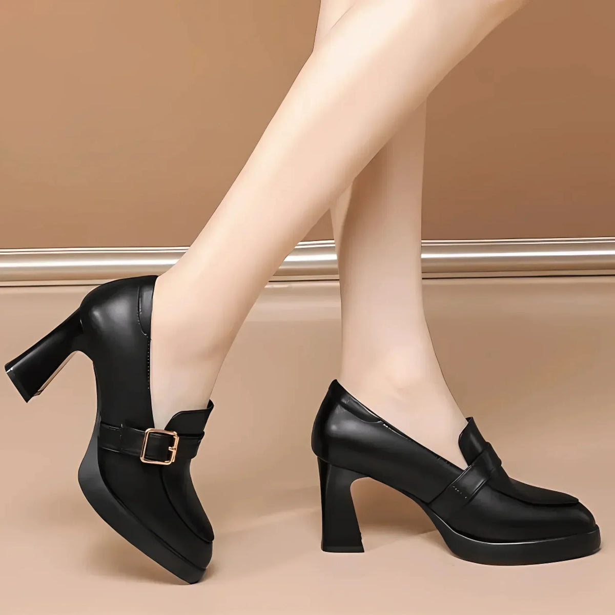 Paola - Elegante Retro Komfort Plateau Pumps
