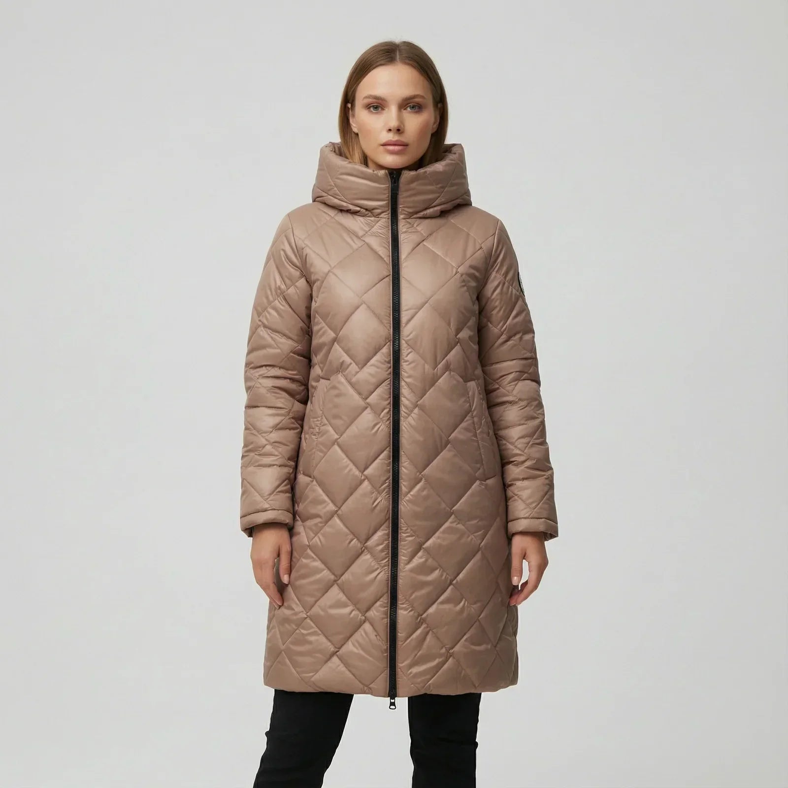 Natalia - Long Manteau Matelassé Luxueux à Capuche