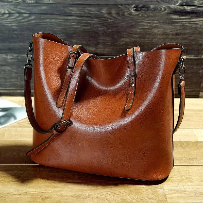 Erika - Bolso Shopper Vintage de Cuero Premium