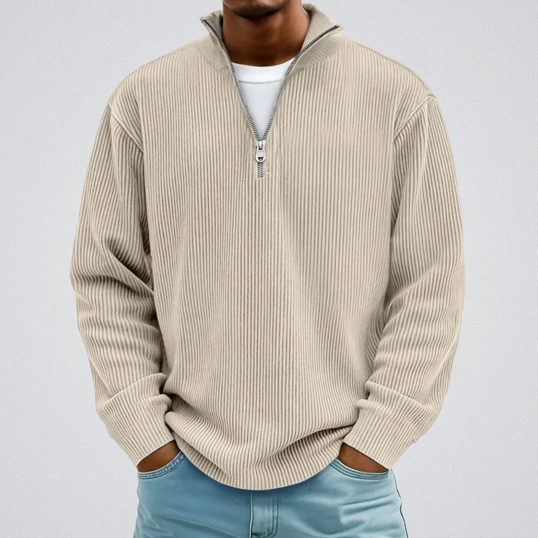 Gawain - Ribbed Sweater with Camine Collar