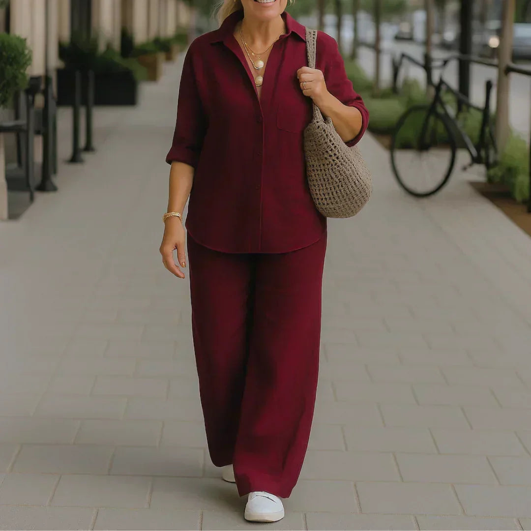 Morgane - Camisa Vaporosa y Pantalón de Fibras Naturales