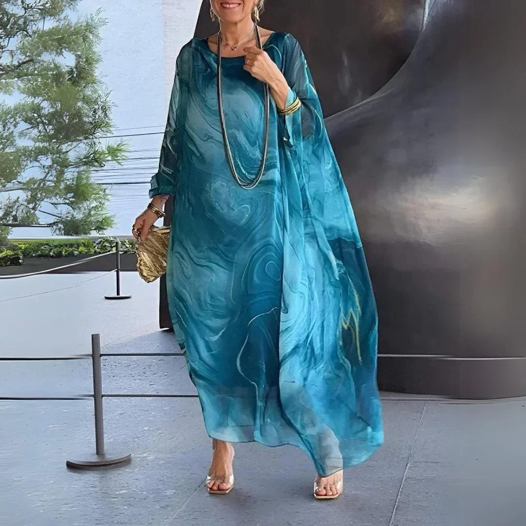 Derya - Robe à Cape en Mousseline de Soie