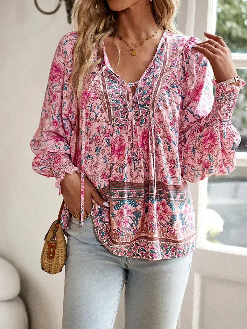 Albane - Blouse Fleurie Bohème Chic