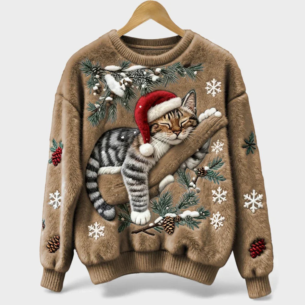 Romane - Suéter de Navidad con Gato Ultrasuave