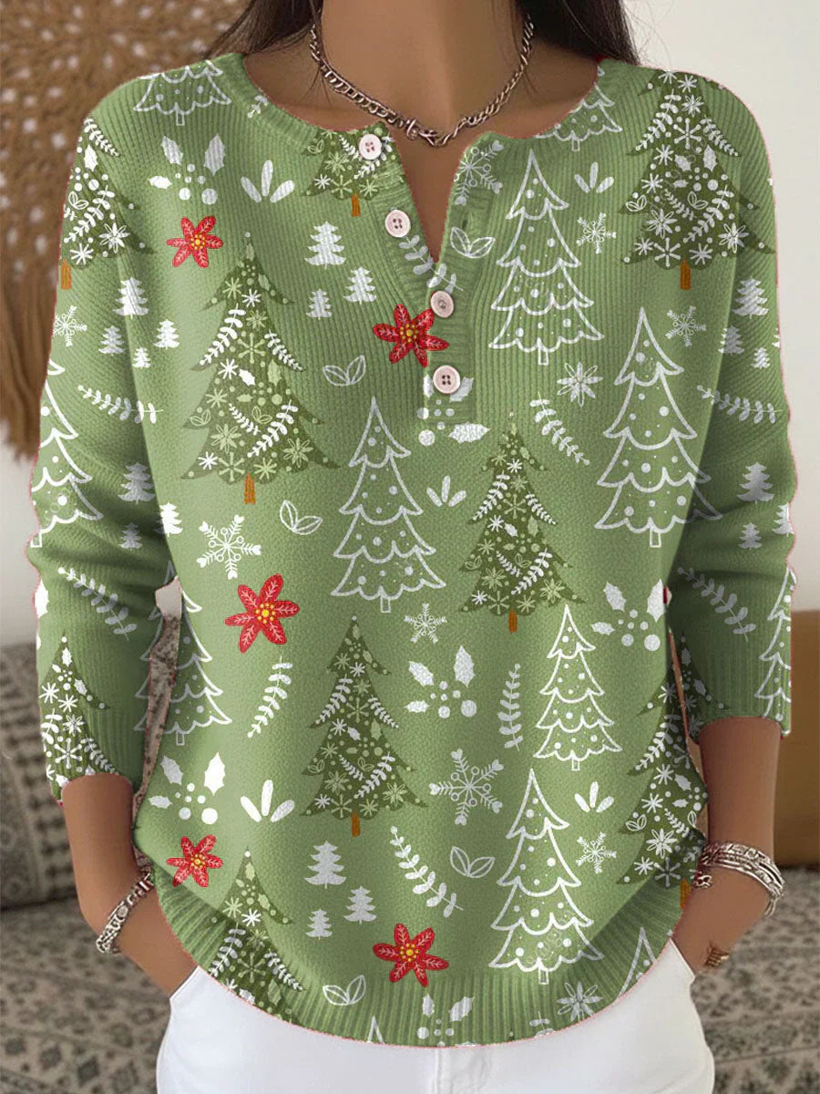 Noélise - Pull de Noël Boutonné Chaud