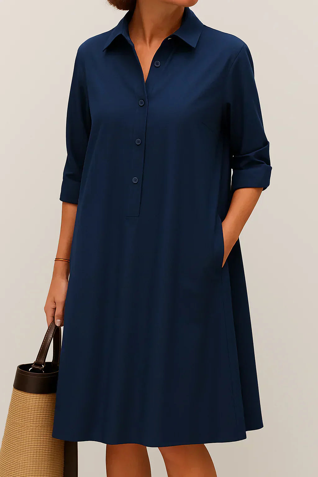 Liana - Vestido Camisero Abotonado de Algodón