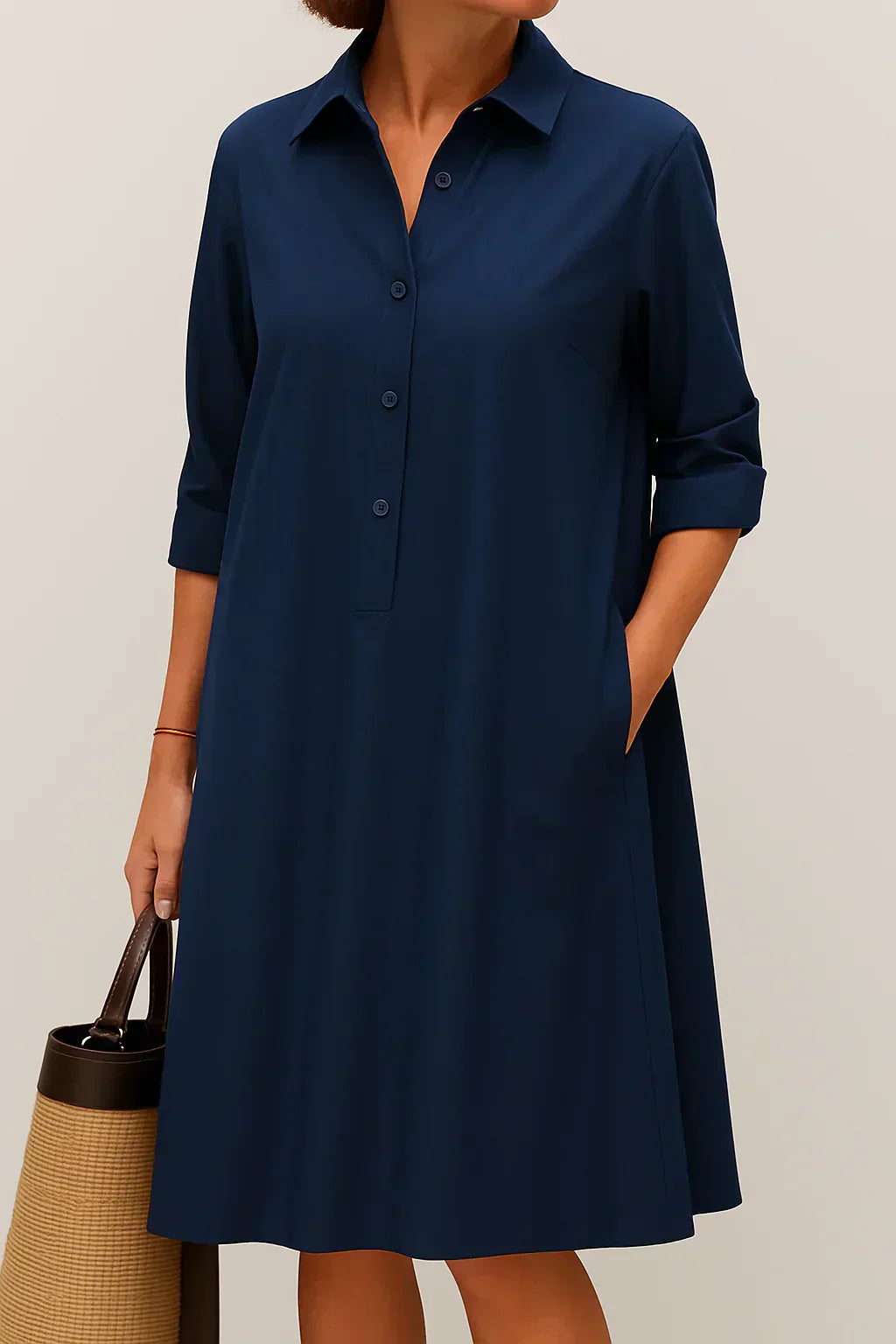 Liana - Vestido Camisero Abotonado de Algodón