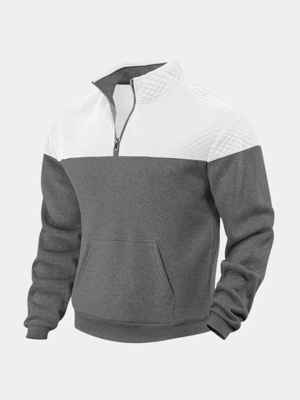 Théodore - Sweat en Coton Bicolore à Col Zippé
