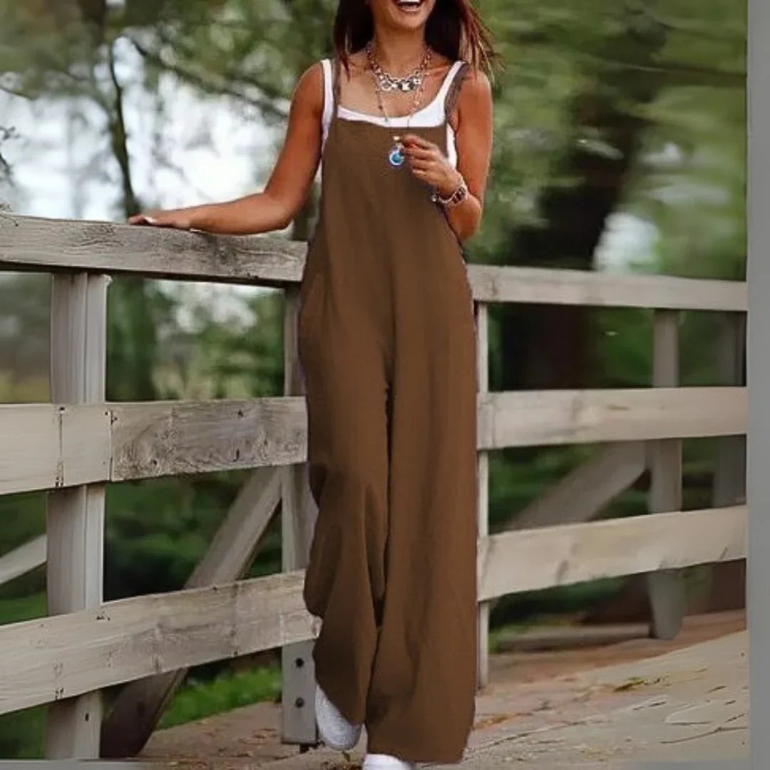 Héloïse - Brede Bomulds Overalls med Lommer