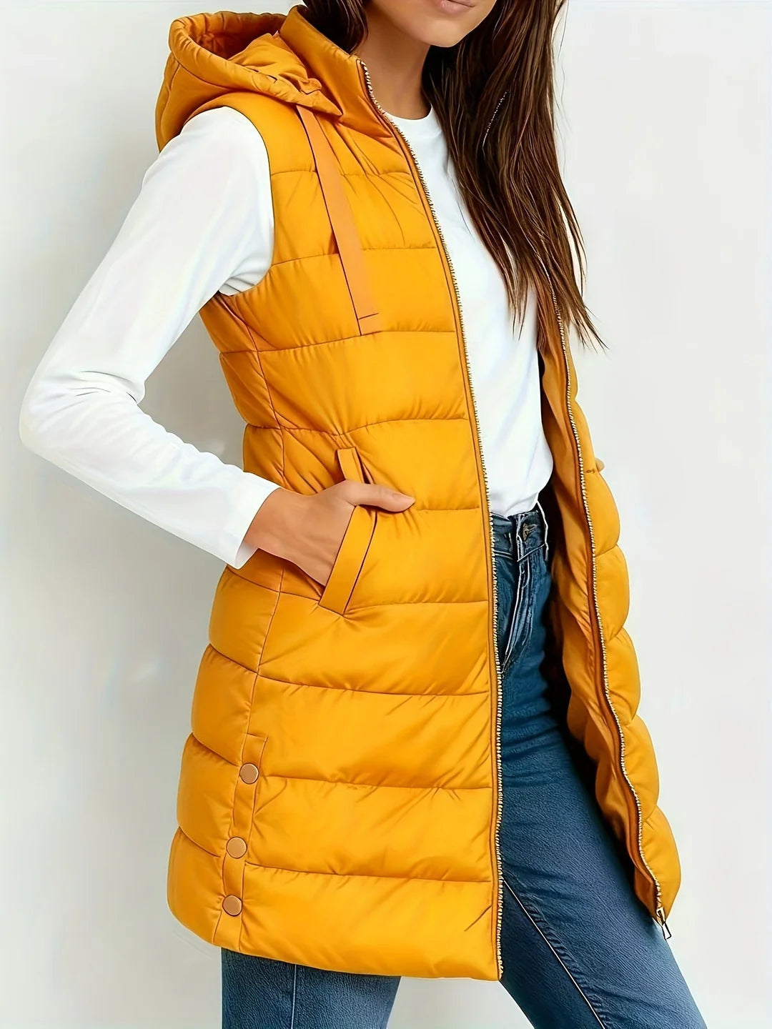 Prunille - Manteau Matelassé Sans Manches à Capuche