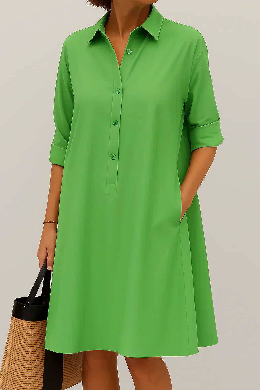 Liana - Vestido Camisero Abotonado de Algodón
