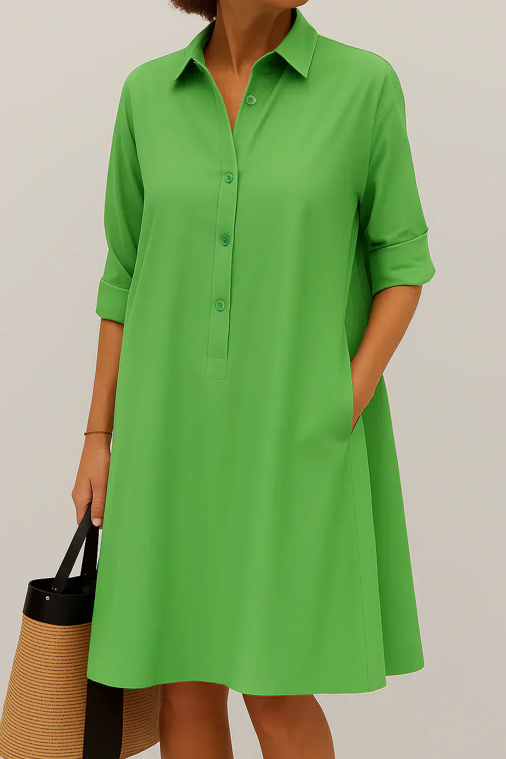 Liana - Vestido Camisero Abotonado de Algodón