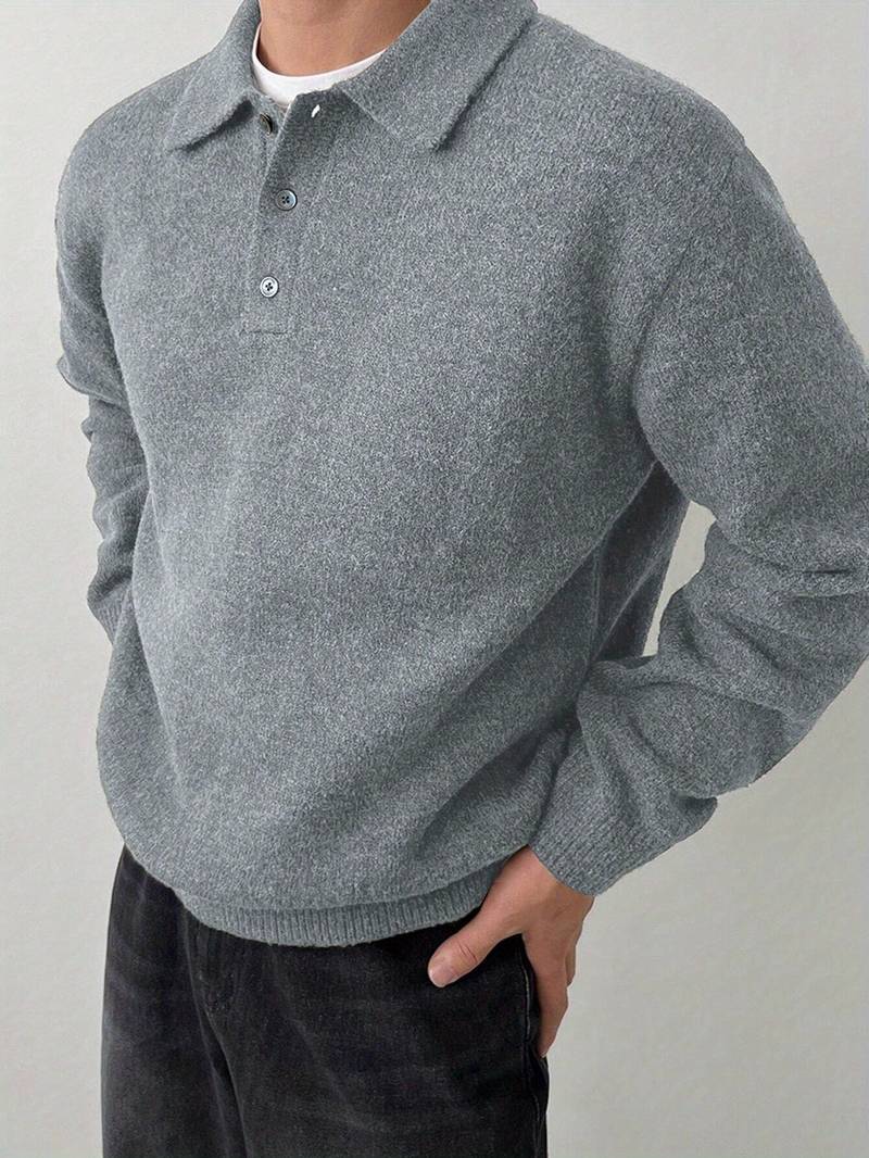 Ilias - Suéter Polo con Botones de Lana Merino