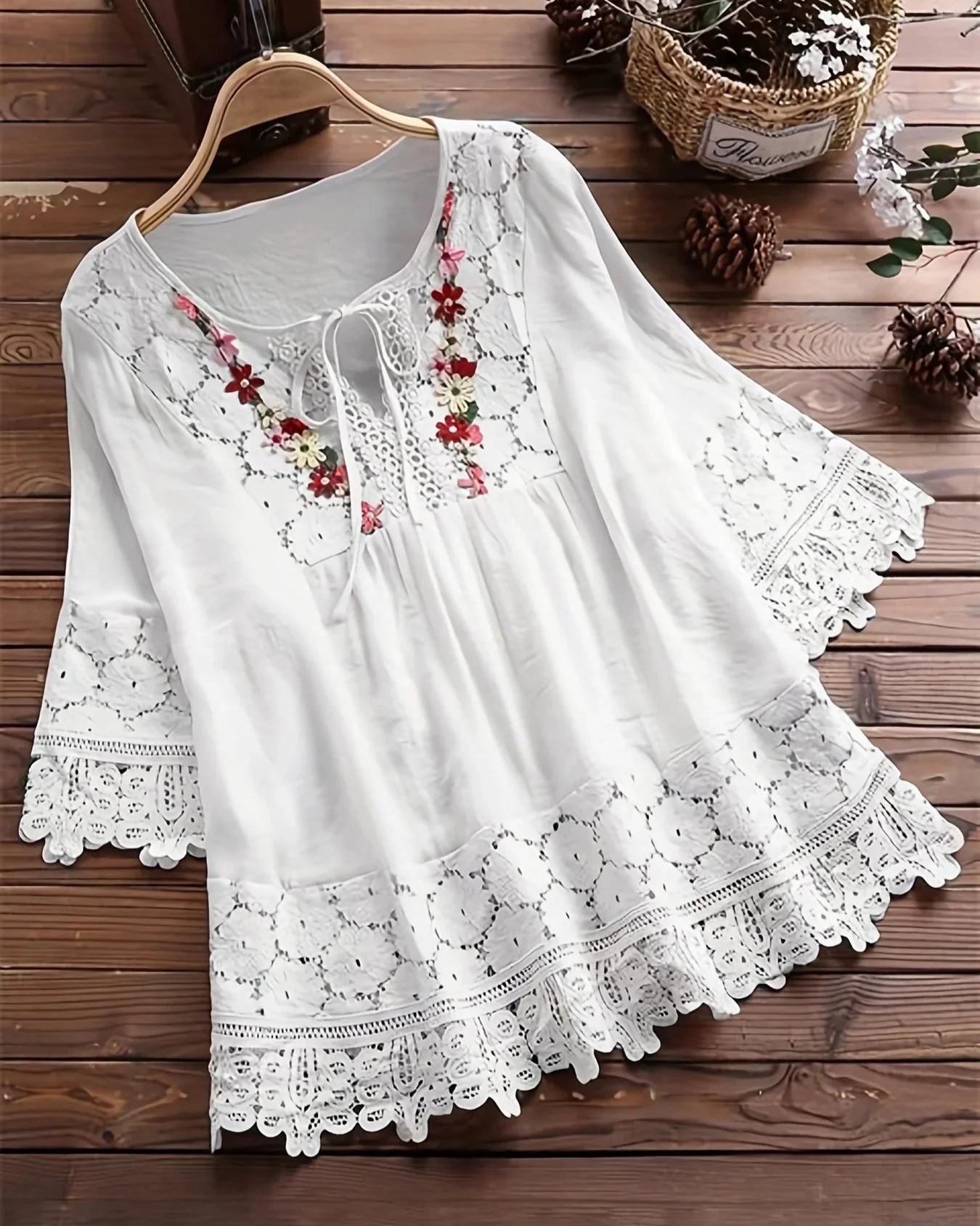 Sayana - Boheme Chic Broderet Bomuldsbluse