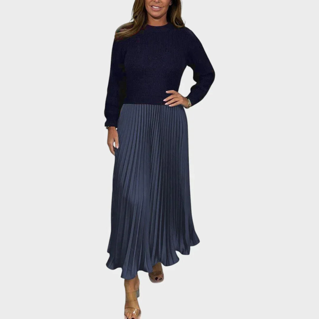 Jemma - Robe en Coton Effet 2pcs Pull et Jupe Plissée