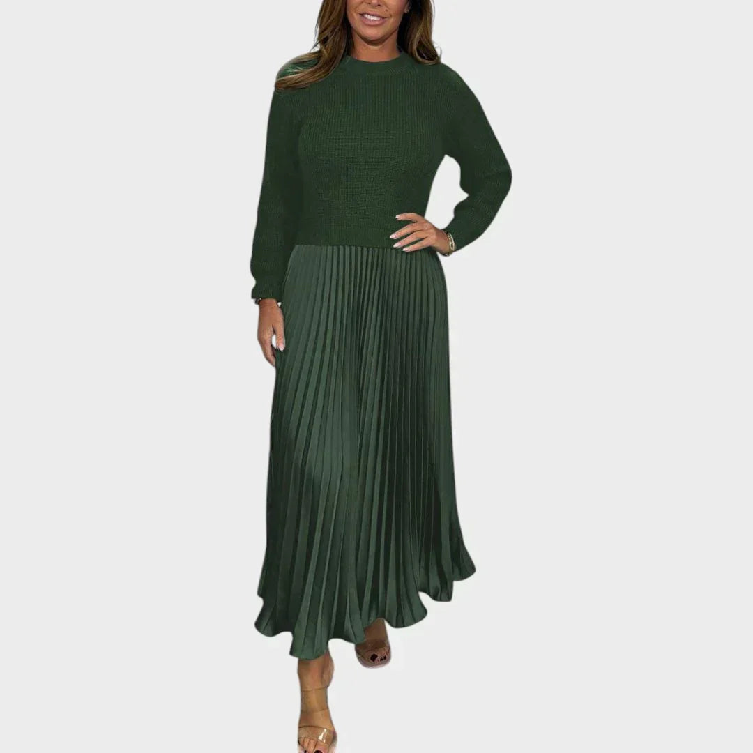 Jemma - Robe en Coton Effet 2pcs Pull et Jupe Plissée
