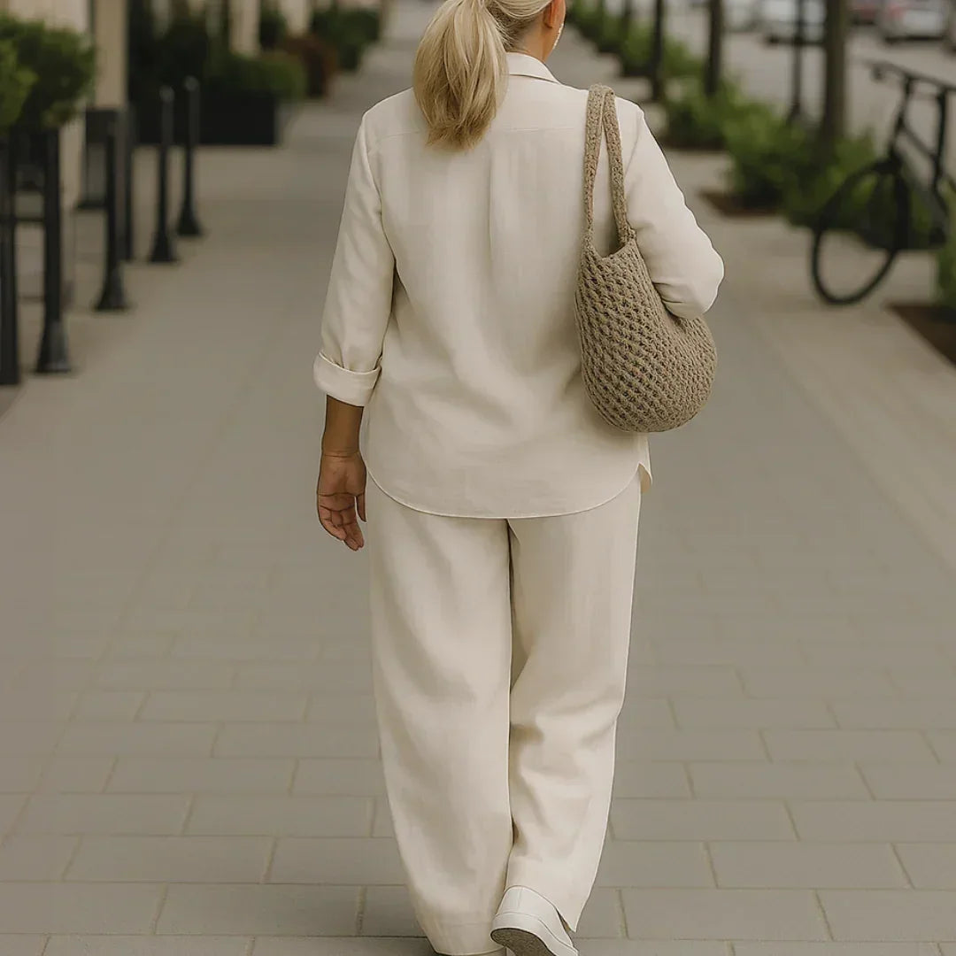 Morgane - Camisa Vaporosa y Pantalón de Fibras Naturales