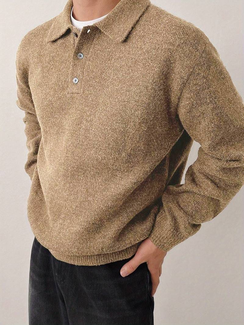 Ilias - Suéter Polo con Botones de Lana Merino