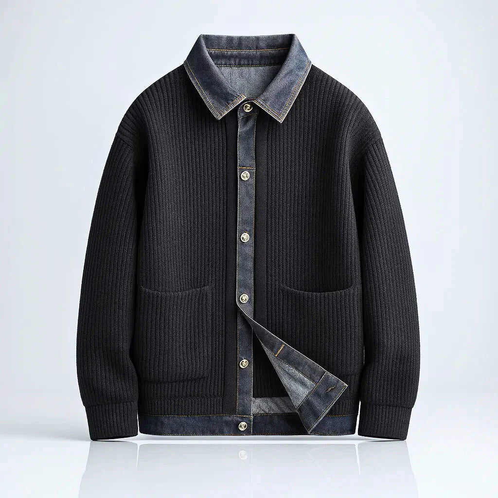 Brayan - Veste Côtelée Laine et Denim Premium