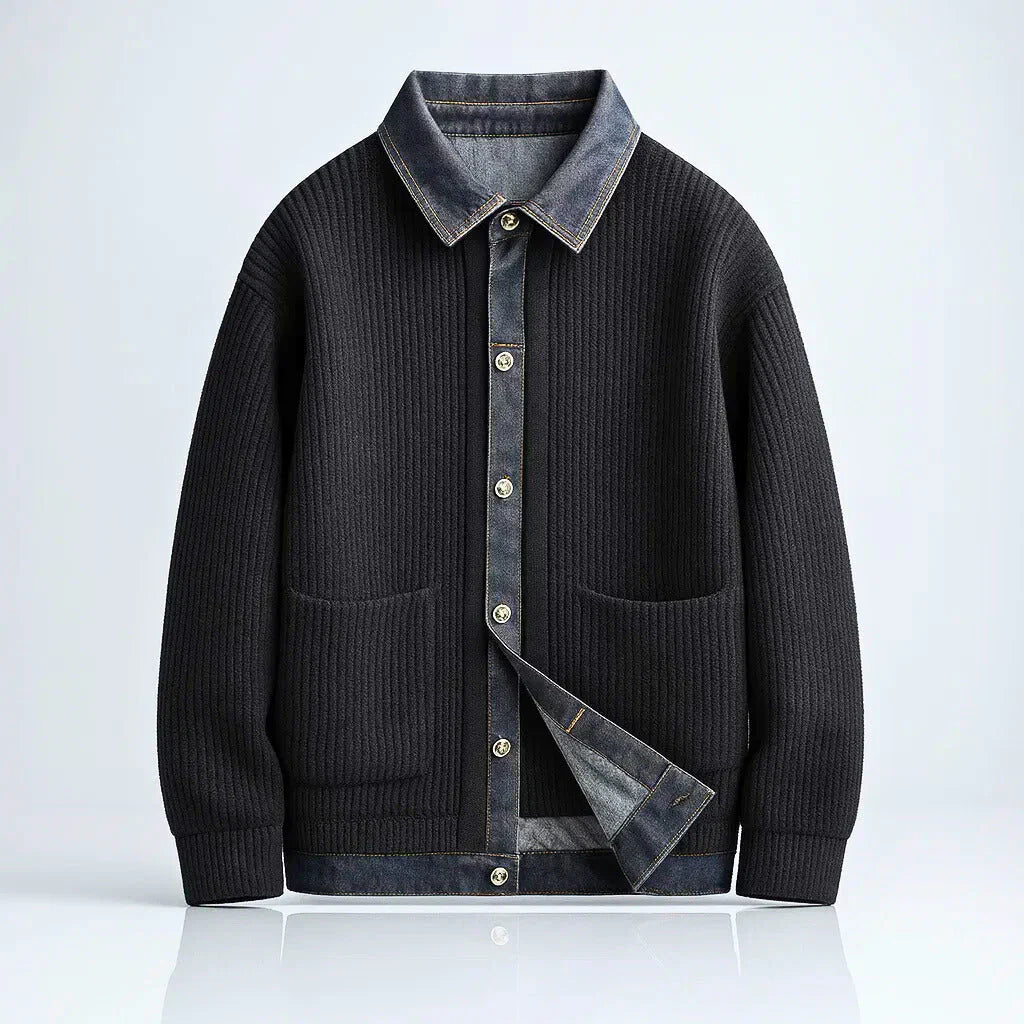 Brayan - Veste Côtelée Laine et Denim Premium