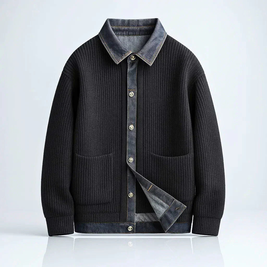 Brayan - Veste Côtelée Laine et Denim Premium