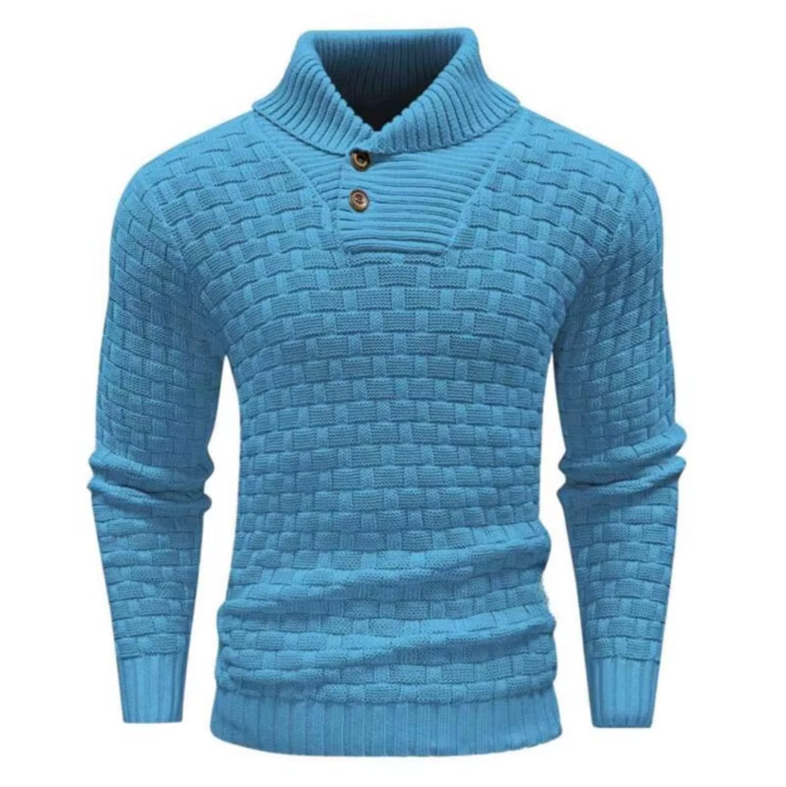 Greg - Štruktúrovaný Pletený Sveter so Zapínacím Vysokým Golierom