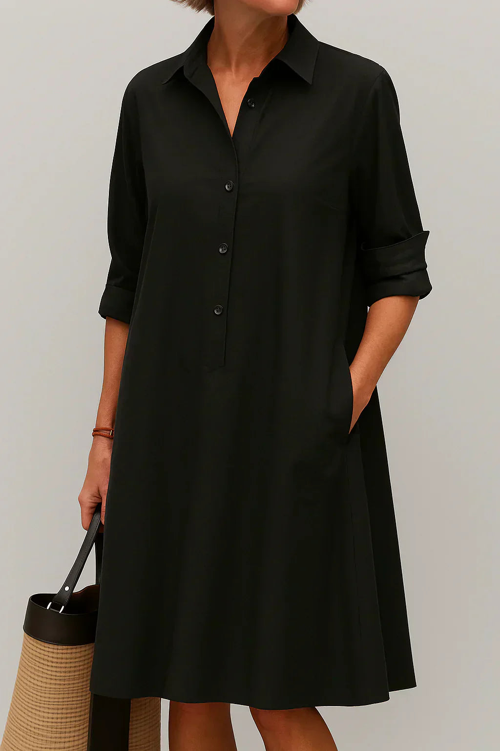 Liana - Vestido Camisero Abotonado de Algodón