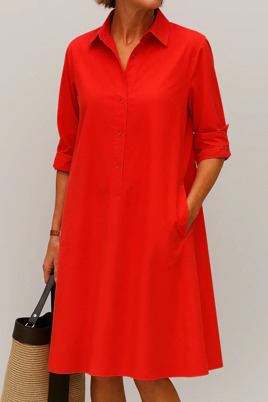 Liana - Vestido Camisero Abotonado de Algodón