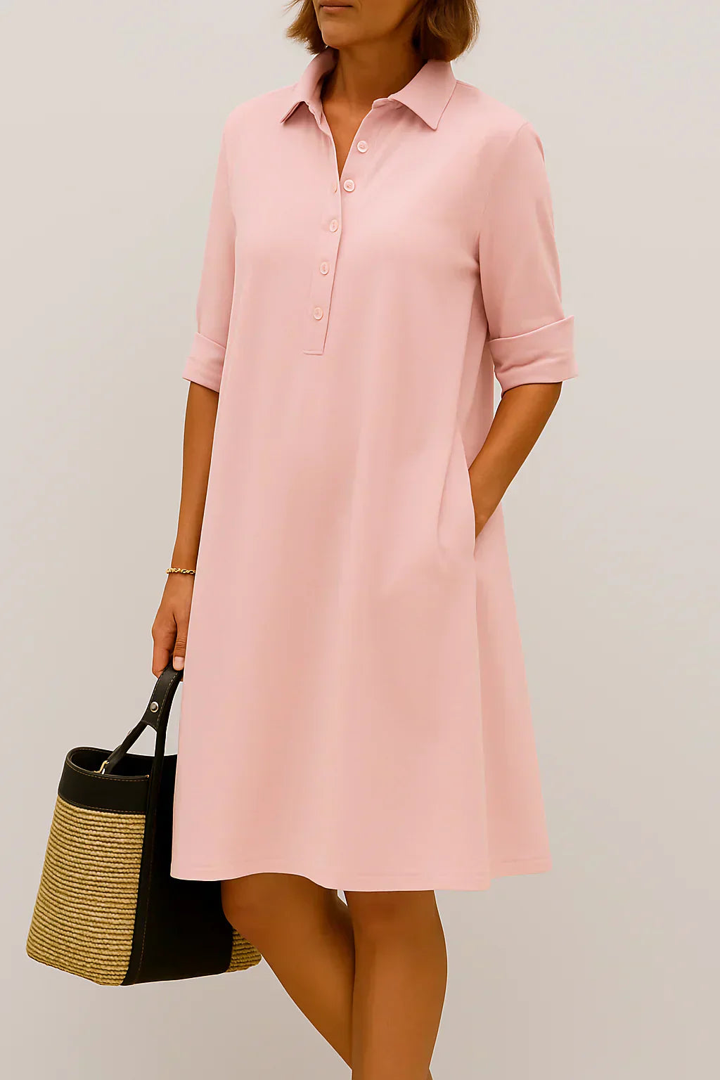 Liana - Vestido Camisero Abotonado de Algodón