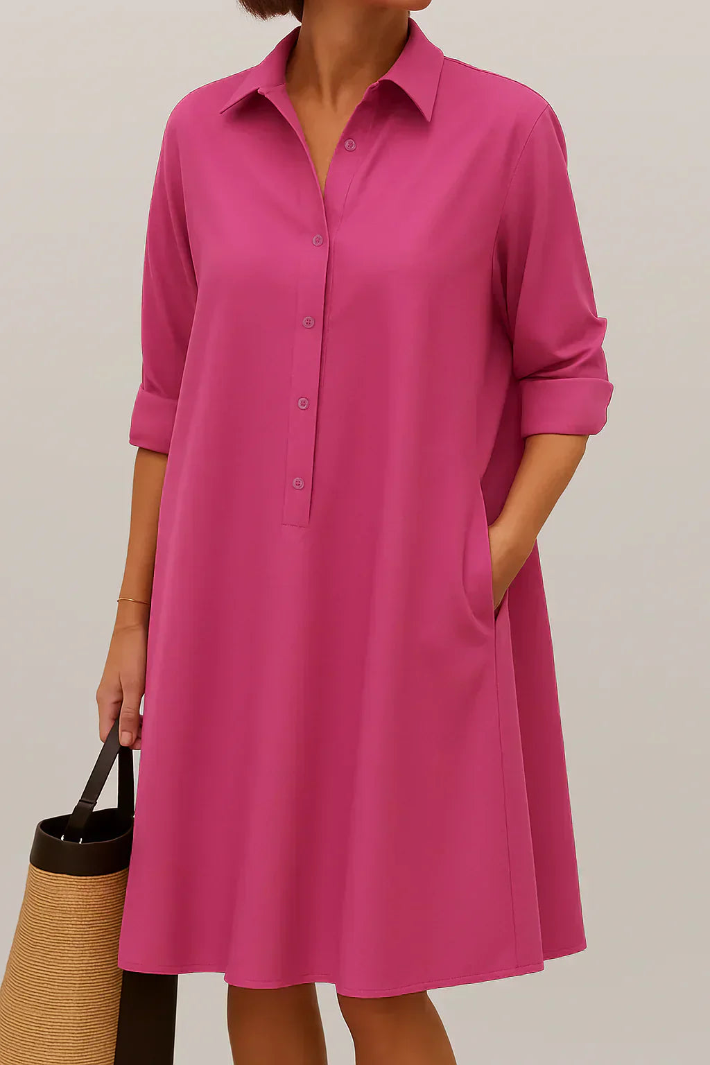 Liana - Vestido Camisero Abotonado de Algodón