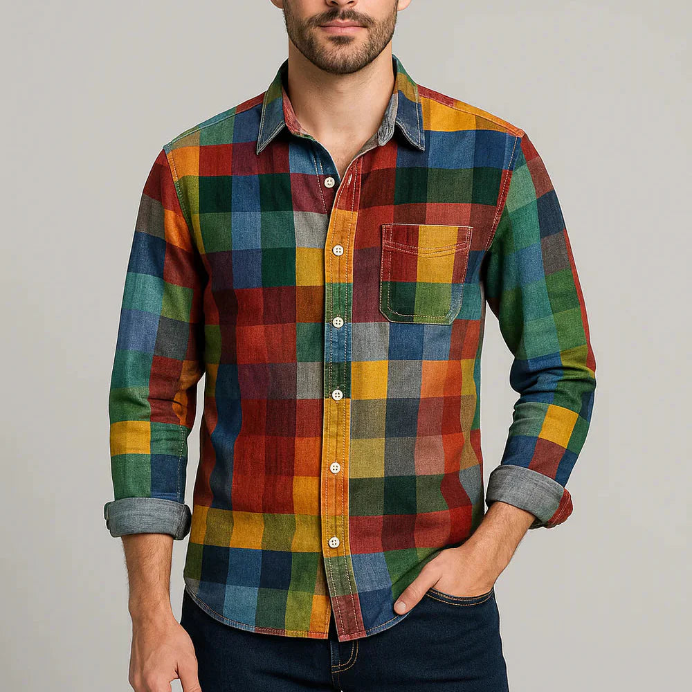 Hector - Farverig Ternet Bomuldsskjorte