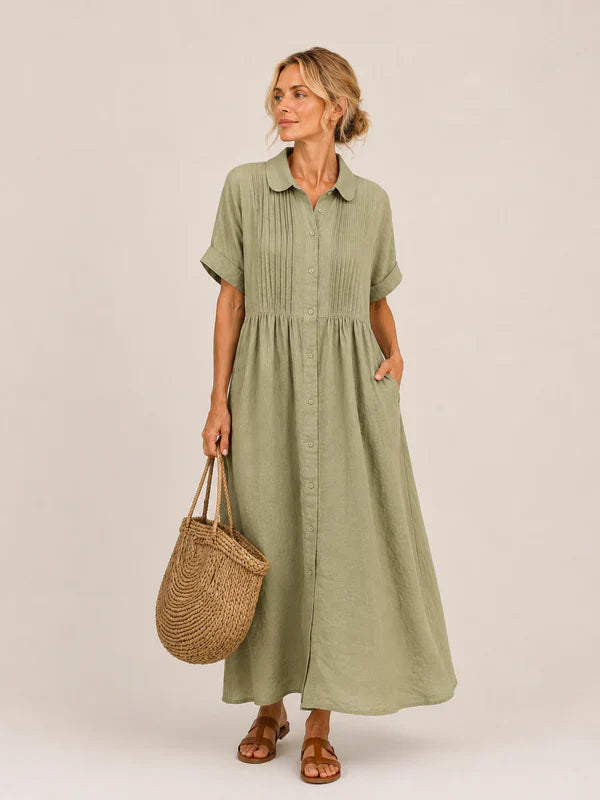 Leilie - Vestido Midi Camisero de Verano de Algodón