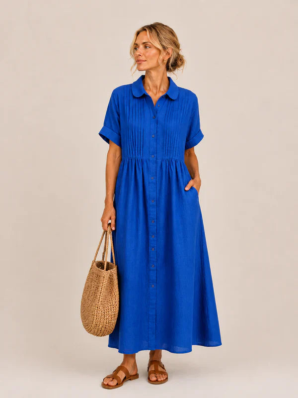 Leilie - Vestido Midi Camisero de Verano de Algodón
