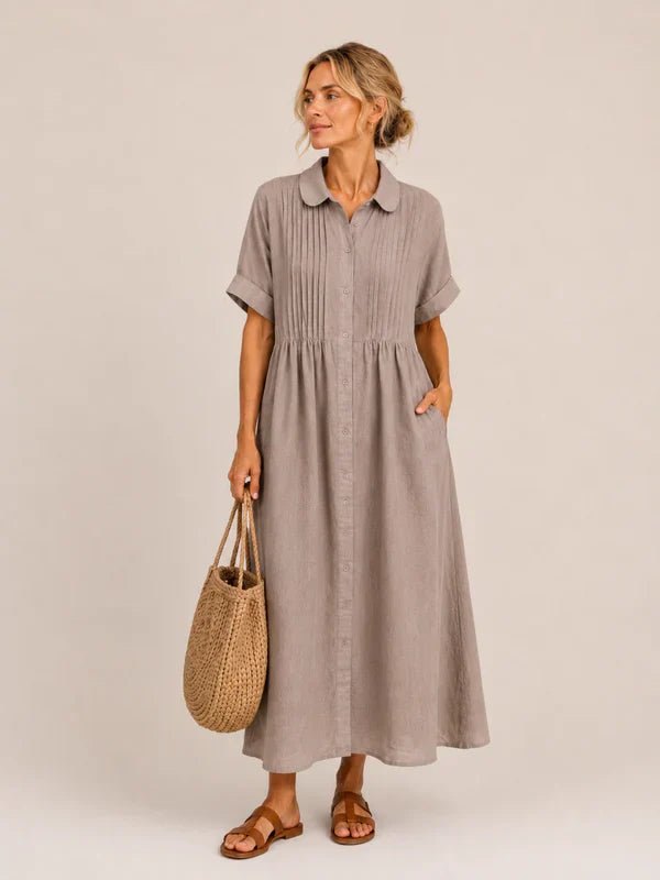 Leilie - Vestido Midi Camisero de Verano de Algodón
