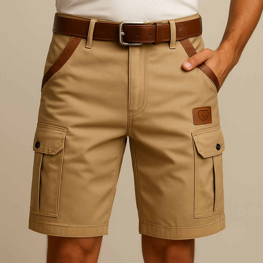 Petrus - Odolné Cargo Kraťasy S Koženými Detaily
