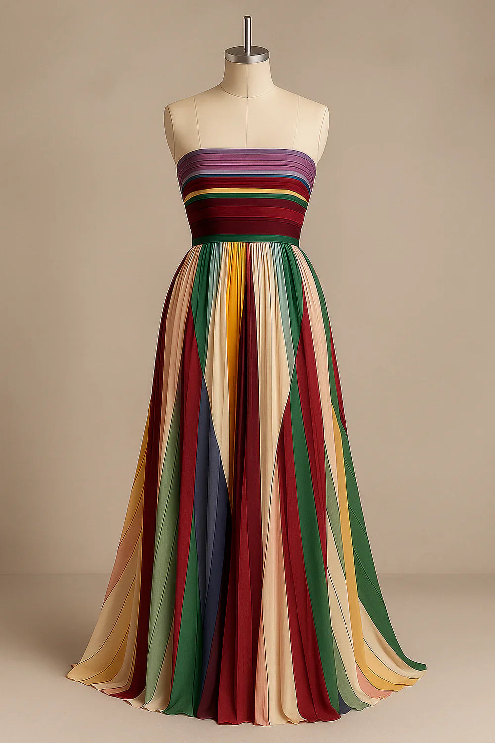 Armelle - Farebné Bezrukávové Dlhé Módne Šaty