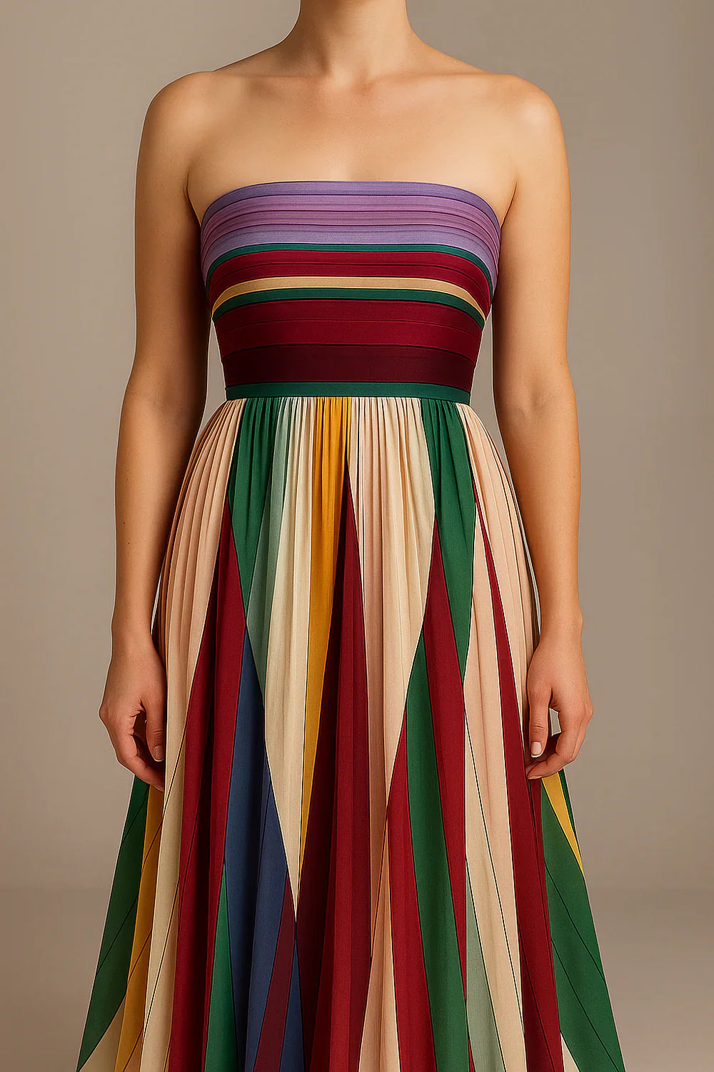 Armelle - Farebné Bezrukávové Dlhé Módne Šaty