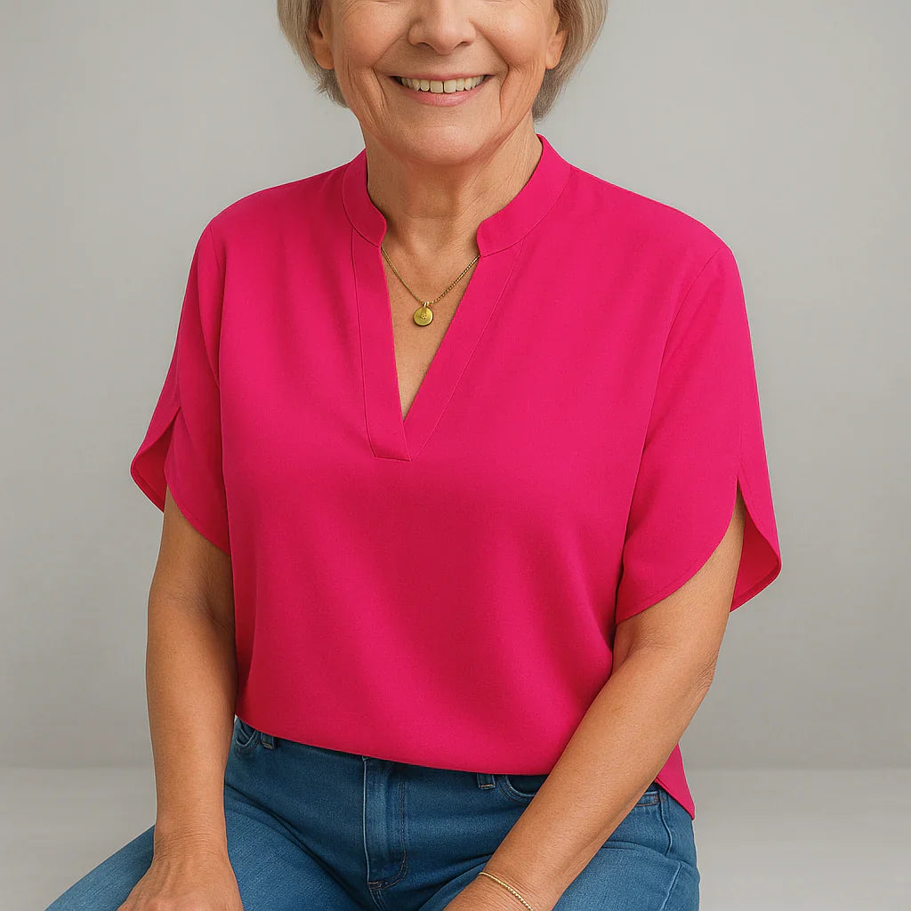 Fransje - Elegant Kortærmet Silkebluse