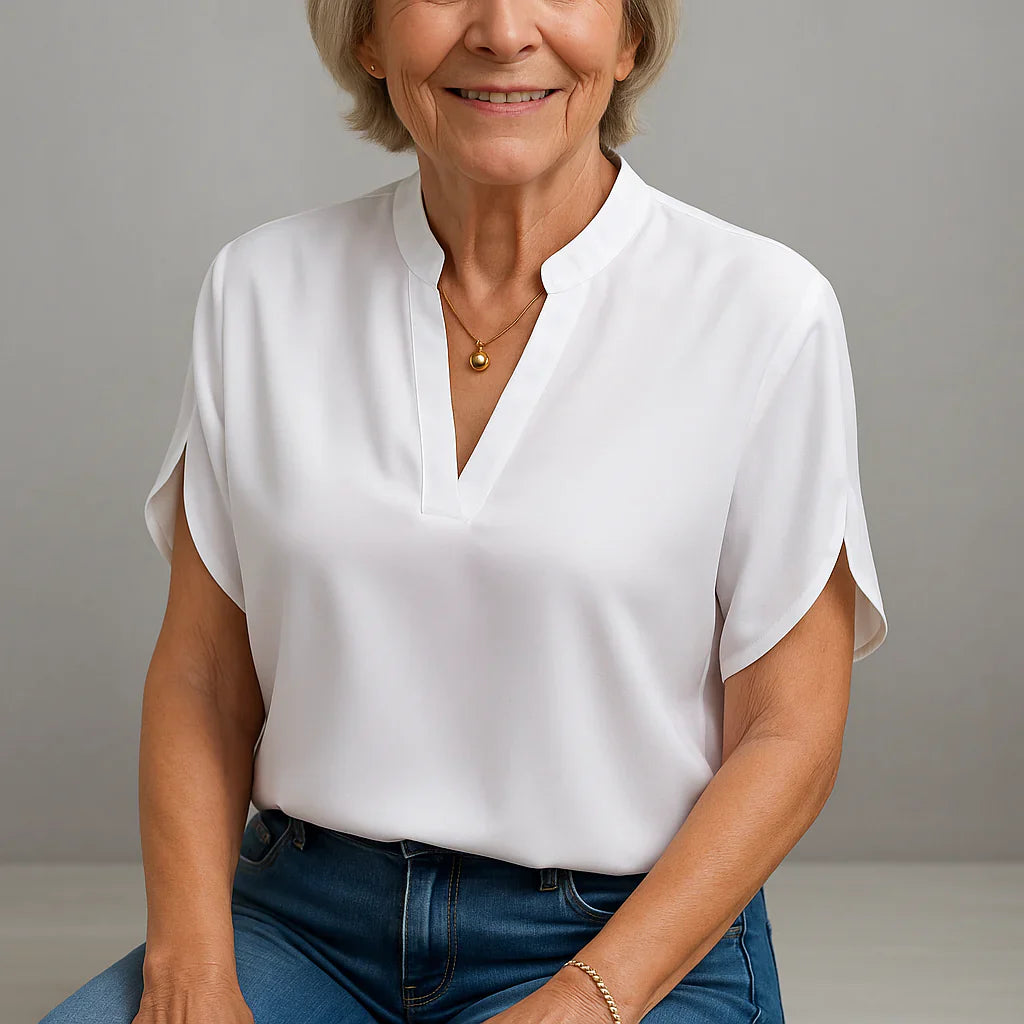 Fransje - Elegant Kortærmet Silkebluse