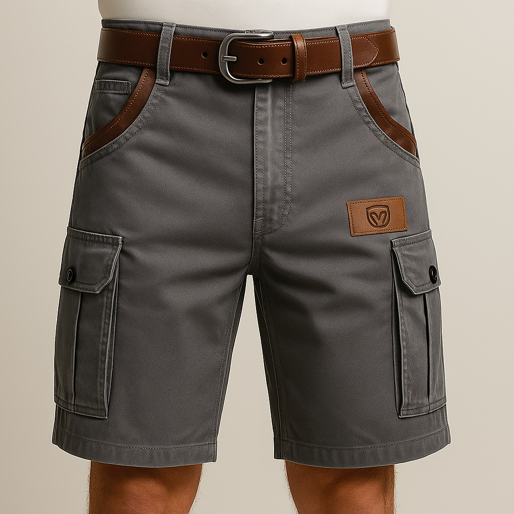 Petrus - Shorts Cargo Resistentes con Detalles de Cuero