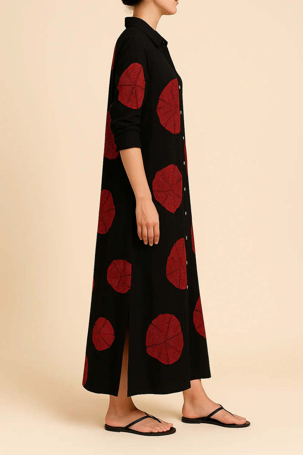 Thalia - Dlhé Dvojfarebné Košeľové Šaty z Ľanu