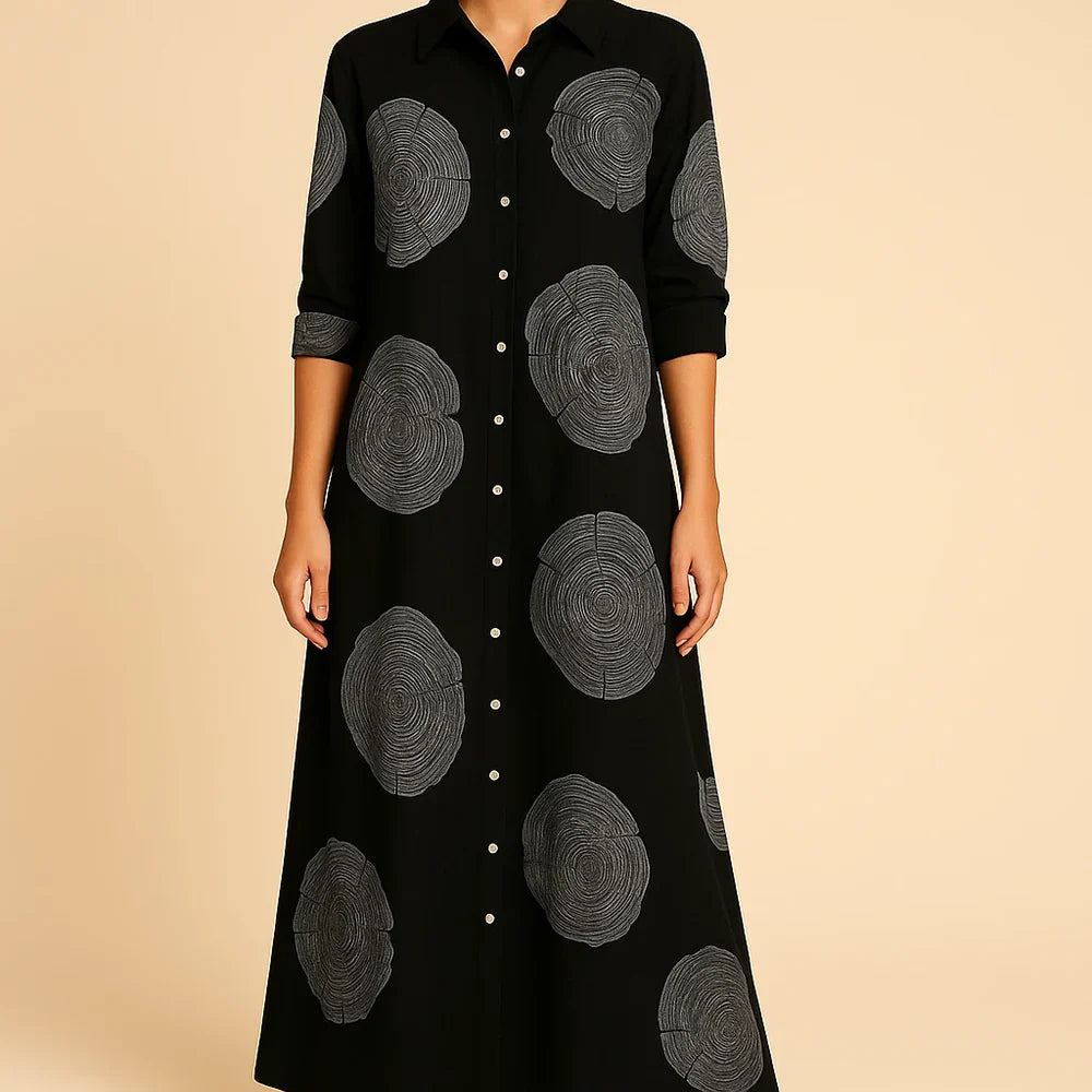 Thalia - Dlhé Dvojfarebné Košeľové Šaty z Ľanu