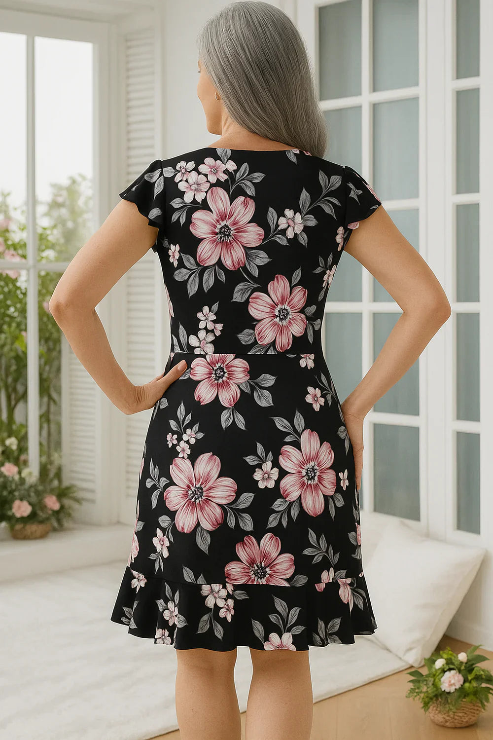 Enora - Kvetované Bavlnené Šaty s Volánmi