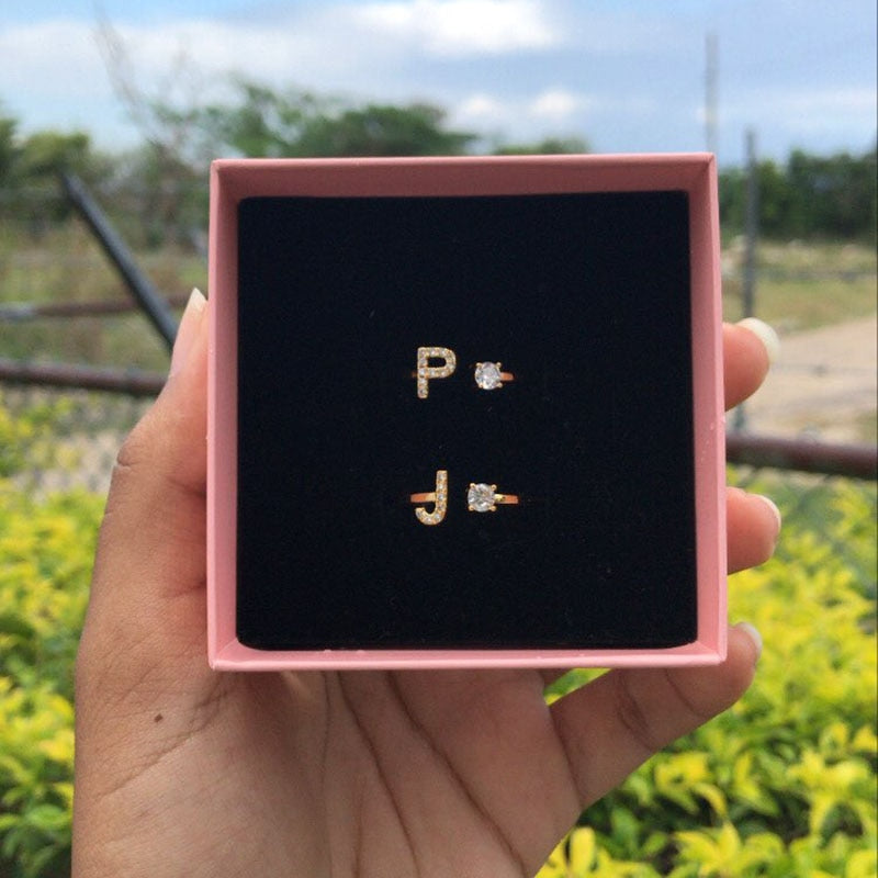 Buenos Aires - Bague Ajustable Initial Personnalisé