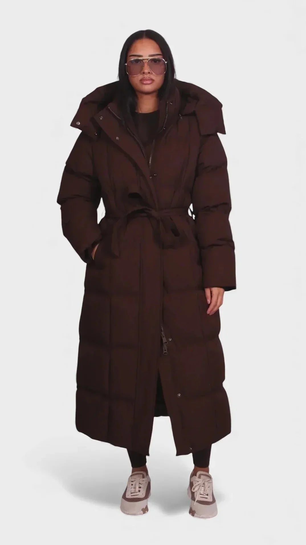 Meriem - Manteau Matelassé Long Ultra Chaud Ceinturé