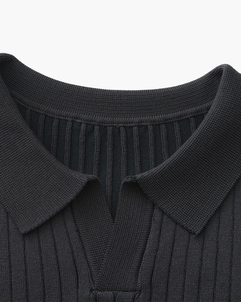 Dimitri - Premium Ribbet Strikket Poloshirt