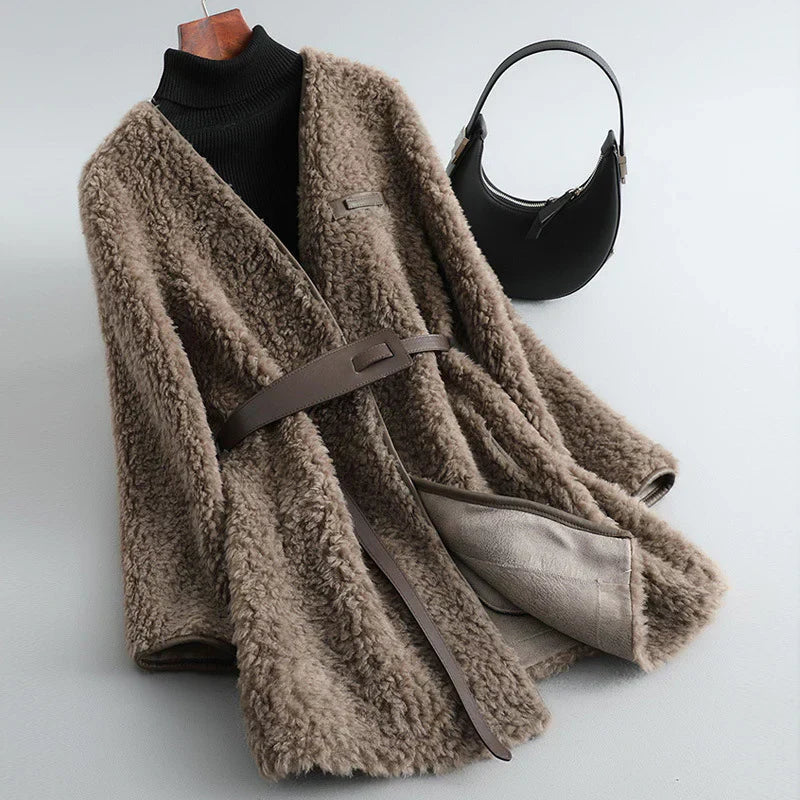 Elara - Elegantní Kabát Z Plyšové Merino Vlny